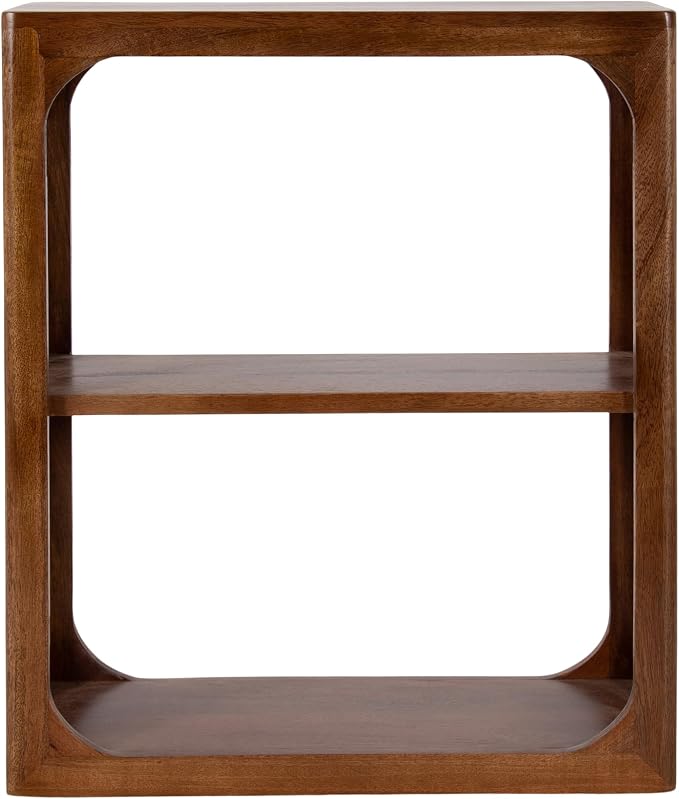 Kate and Laurel Dahl Modern Mango Wood Tiered Wall Shelf, 18 x 7 x 22, Walnut Brown, Decorative Over The Toilet Shelf for Use as Bathroom Storage or Living Room Display Shelving