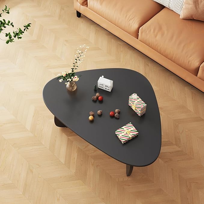 Coffee Tables Wood Small Farmhouse Coffee Table Mid-Century Modern Wood Center Table for Living Room, Black, 35 Inch