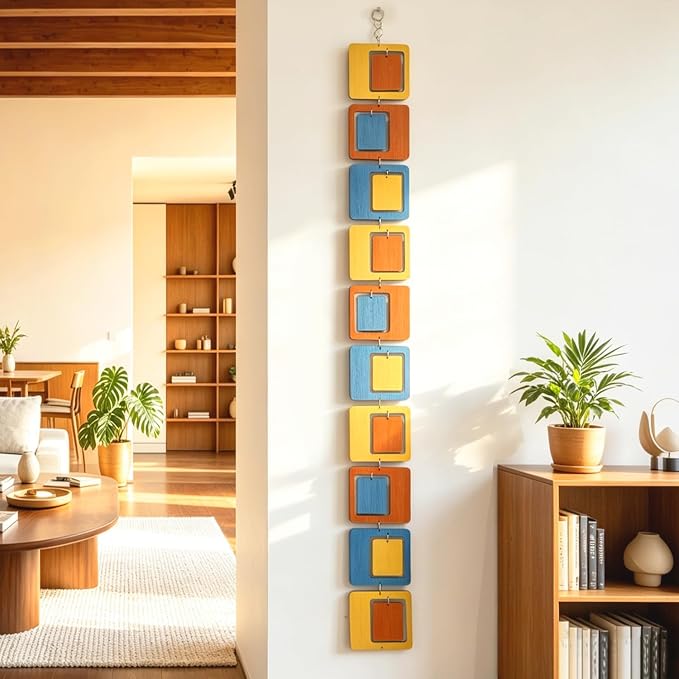 MidModArt 20PCS Retro Mid Century Modern Wall Art MCM Decor for Living Room Bedroom Kitchen Study, MCM Colored Wood Texture 5.9"x59.8"