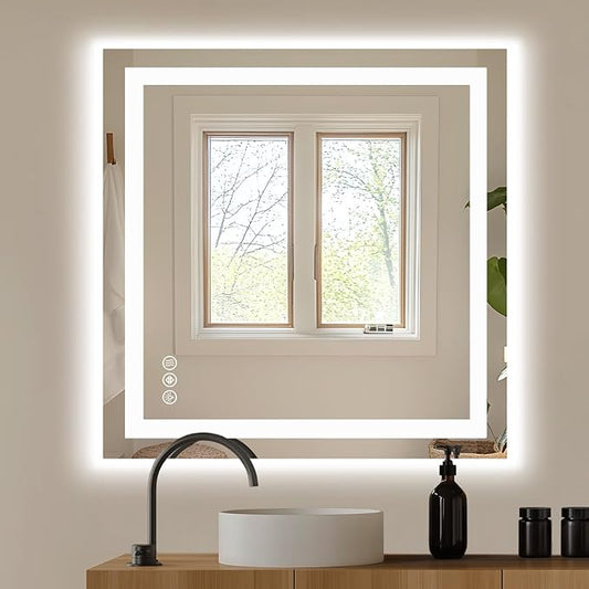 NEWBULIG Wall Mirror, Bathroom Mirror for Over Sink, Matte Metal Framed Vanity Mirror, Wall Decor for Bedroom, Tempered Glass