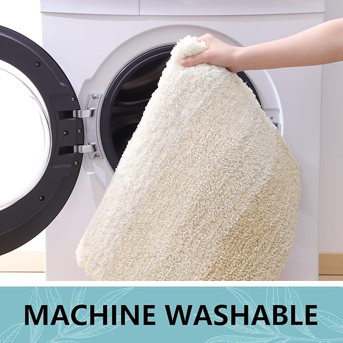 Arotive Microfiber Bathroom Rugs, Shaggy Soft and Absorbent Bath Rug, Non-Slip, Thick Plush Machine Washable Dry Bath Mats for Bathroom, Tub and Shower, 70x24, Light Beige, Rectangular