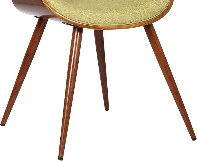 Armen Living Butterfly Mid-Century Dining Chair in Walnut Finish and Green Fabric - Set of 6