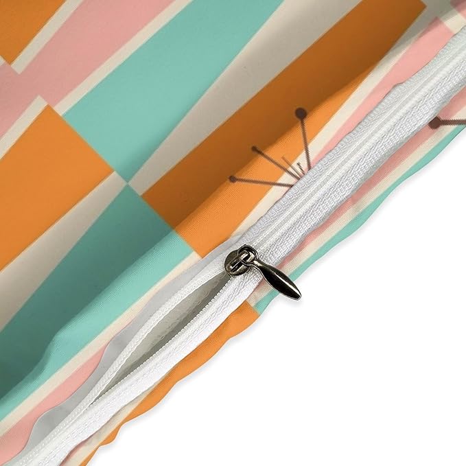 Modern Mid Century Duvet Cover Queen Retro Atomic Bedding Set, Rainbow Grid Comforter Cover Vintage Fifties 1950s Bed Set，Abstract Art Bedding 3 Piece (1 Duvet Cover 79"x90" + 2 Pillow Sham 20"x30")