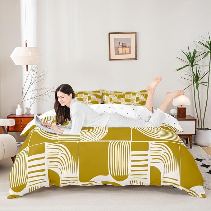 Erosebridal Boho Ethnic Twin Bedding Set for Boys Geometric Stripes Comforter Cover for Kids Teens Youth Adult Bohemian Striped Duvet Cover Modern Simple Aesthetics Bed Sets with 1 Pillow Case