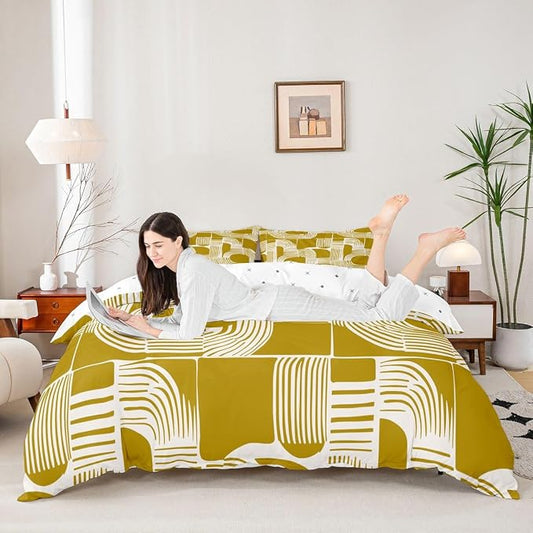 Erosebridal Boho Ethnic Twin Bedding Set for Boys Geometric Stripes Comforter Cover for Kids Teens Youth Adult Bohemian Striped Duvet Cover Modern Simple Aesthetics Bed Sets with 1 Pillow Case