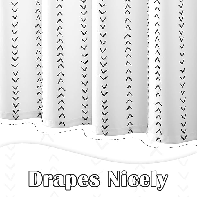 jinchan Black and White Boho Shower Curtain Herringbone Zig Zag Waterproof Fabric Bohemian Modern Farmhouse Arrow Geometric Shower Curtains for Bathroom with 12 Hooks 70x72 Inches
