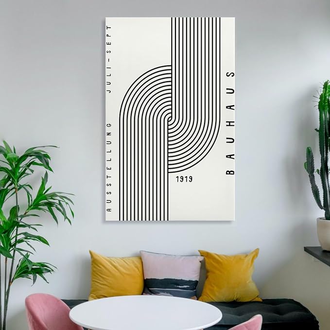 Bauhaus Poster,black And White Print,Abstract Art,Minimalist Canvas Wall Art Print Poster For Home School Office Decor Frame-style 20x30inch(50x75cm)