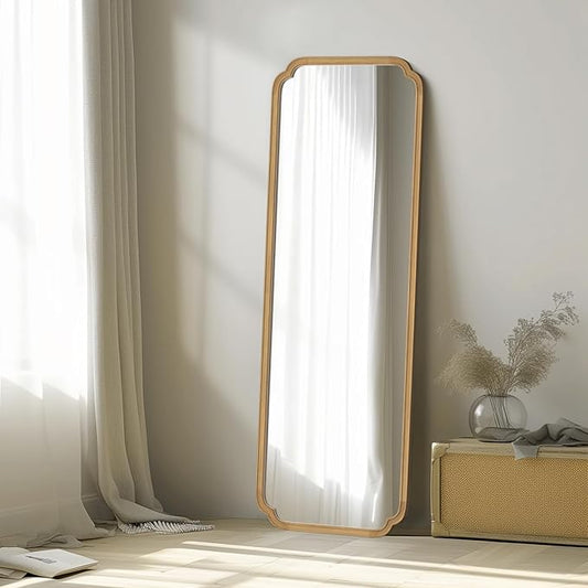 WallBeyond Full Length Mirror Wall Mounted 65"x22", Rustic Wooden Frame Floor Mirror, Large Full Body Mirror for Bedroom, Leaning or Hanging Against Wall (Natural Solid Wood)