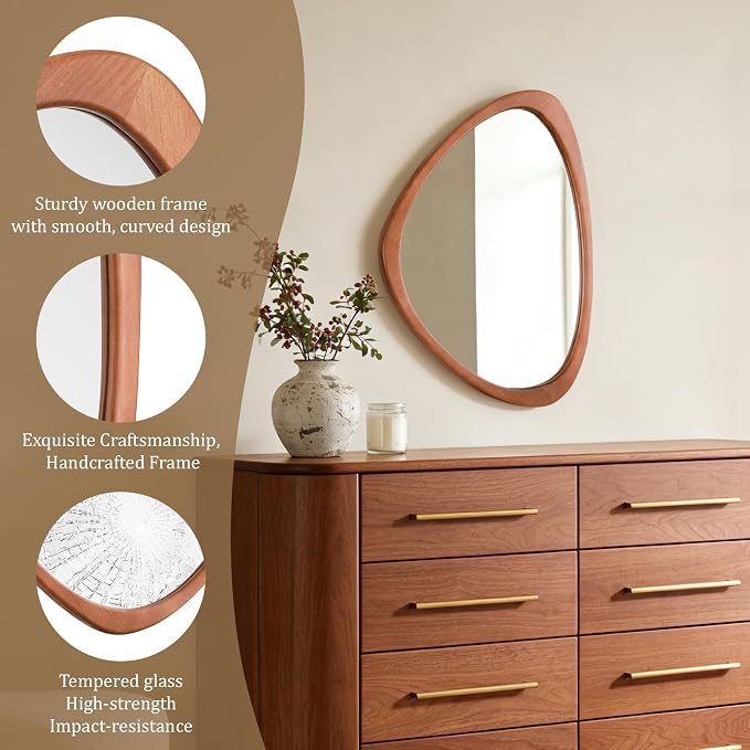 WallBeyond Asymmetrical Mirror, Irregular Wall Mirror for Bathroom, Wall Mirrors Decorative for Bedroom Living Room Entryway Hall, Unique Wall Mirror 25" x 20"