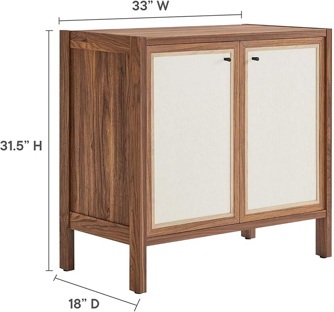 Modway Capri 33 Inch Sideboard Walnut, Hallway or Entryway Storage Cabinet with Doors, Mid-Century Modern Buffet Table or Credenza for Living or Dining Room