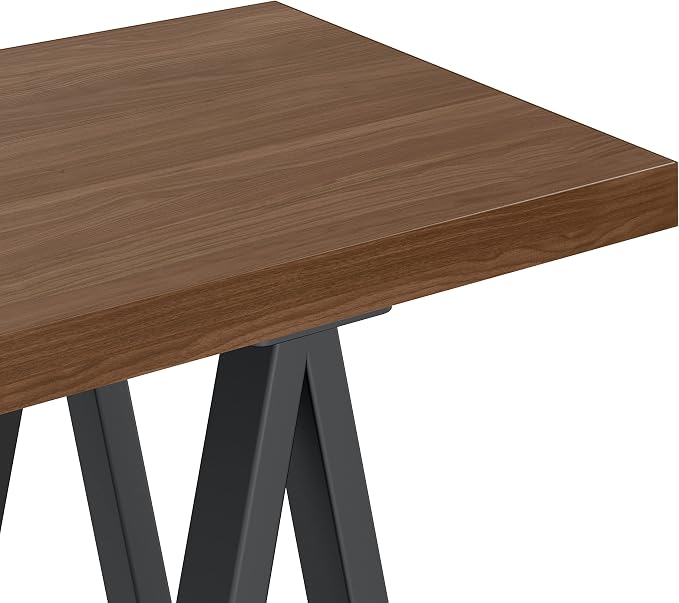 SIMPLIHOME Sawhorse SOLID WOOD and Metal 50 inch Wide Modern Industrial SOLID WALNUT WOOD and Metal Console Sofa Table in Walnut for the Living room Entryway and Bedroom