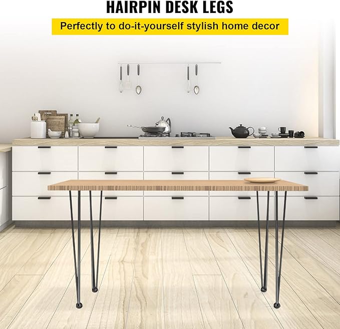 VEVOR Hairpin Table Legs 26", Set of 4 Desk Legs 3 Rods for Bench Desk Dining Carbon Steel DIY Furniture Legs