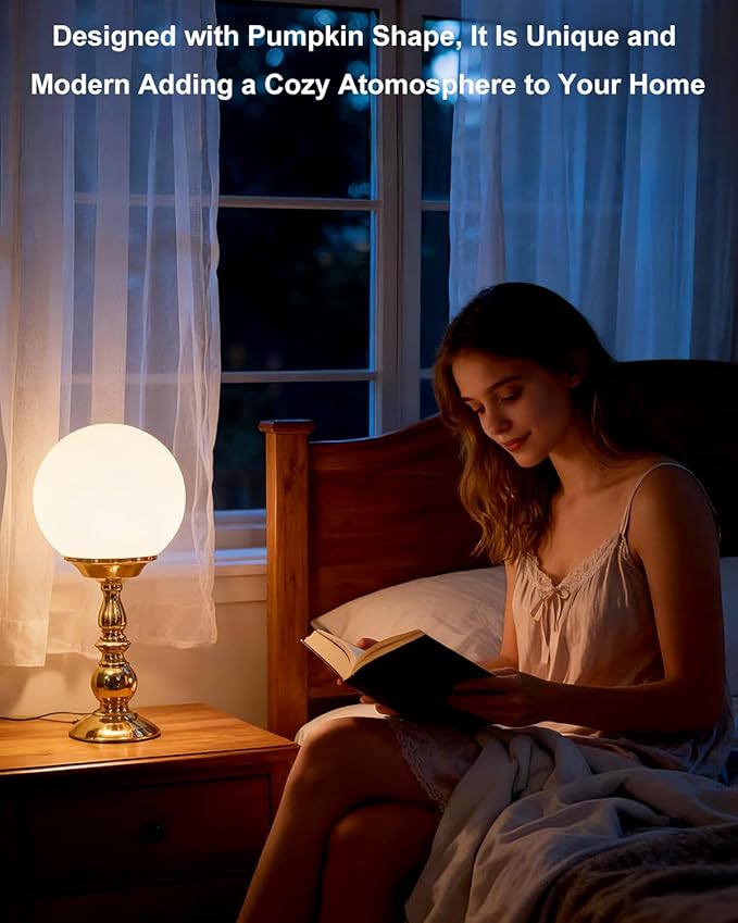 Lightdot Globe Table Lamp for Bedroom Mid Century Modern Small Desk Lamp 3000K Warmwhite Cute Nightstand Bedside Lamps for Living Room Home Office-2Pack(Gold & Black)
