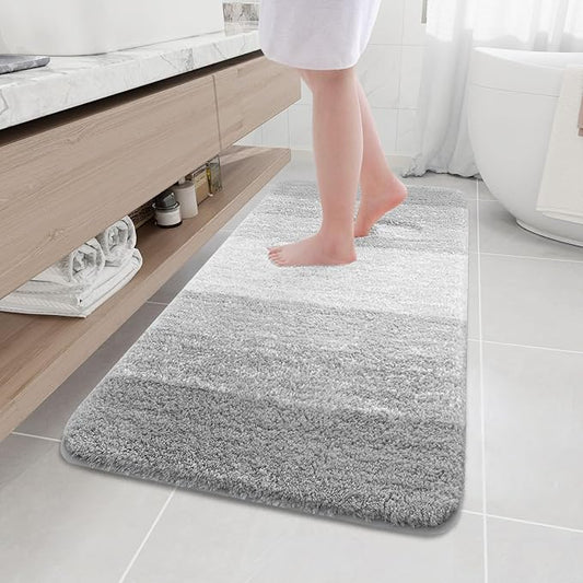 Arotive Microfiber Bathroom Rugs, Shaggy Soft and Absorbent Bath Rug, Non-Slip, Thick Plush Machine Washable Dry Bath Mats for Bathroom, Tub and Shower, 47x24, Light Grey, Rectangular