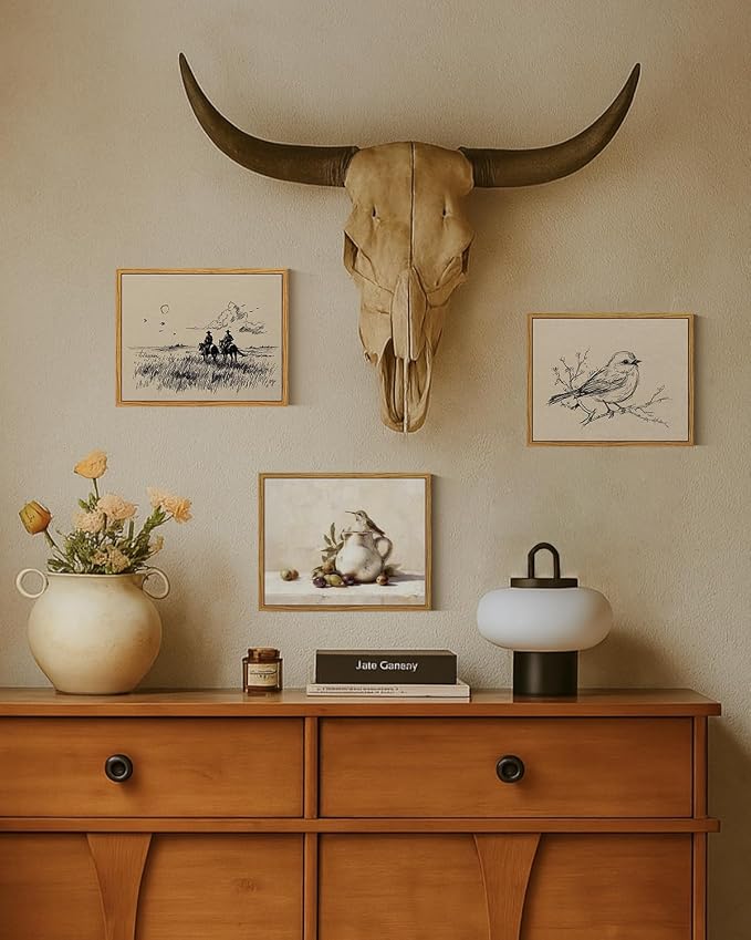 InSimSea Vintage Framed Wall Art Wilderness Cowboy Canvas Prints, Vintage Home Decor, Print Framed Painting Picture,For Living Room, Study, And Dining Room Wall Decor 10L x 8W