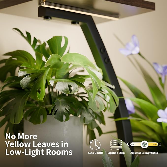 CODACE Plant Stand Indoor with Grow Lights, 6 Tiered Plant Shelf Indoor, 50" Corner Plant Stands for Indoor Plants, Lighted Tree-Shaped Plant Holder, Tall Flower Display Rack for Living Room