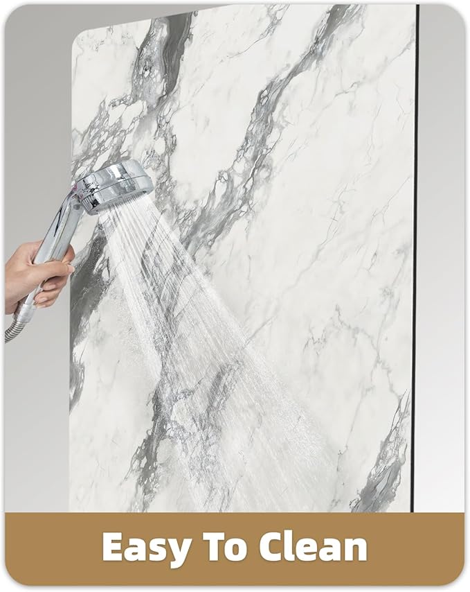 Color&Geometry Ultra Thin Bath Mat, Non Slip Quick Dry Rugs,Absorbent Marble Bathmat,24"x36",Washable Rubber Mats for Shower Floor,in Front of Bathtub,Bathroom Decor,Gray-Veined White Marble-Patterned