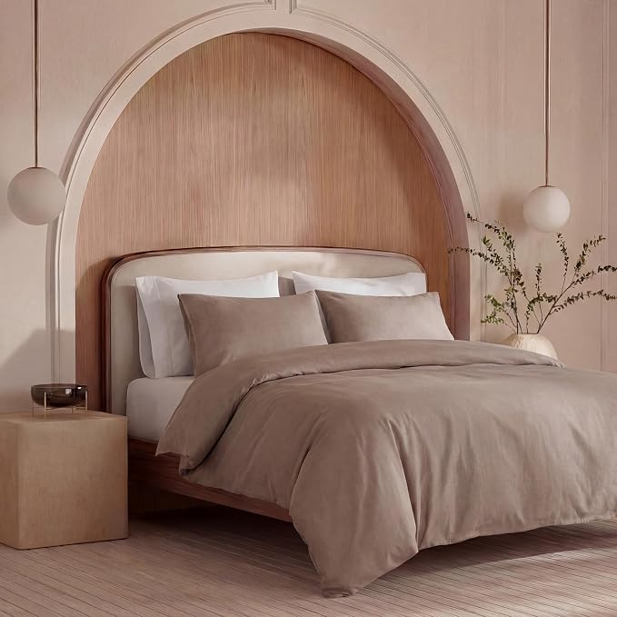 100% Cotton Duvet Cover Queen Size - Taupe Comforter Cover with Super Soft Comfortable Chic Lightweight 3 PCs Home Bedding Set