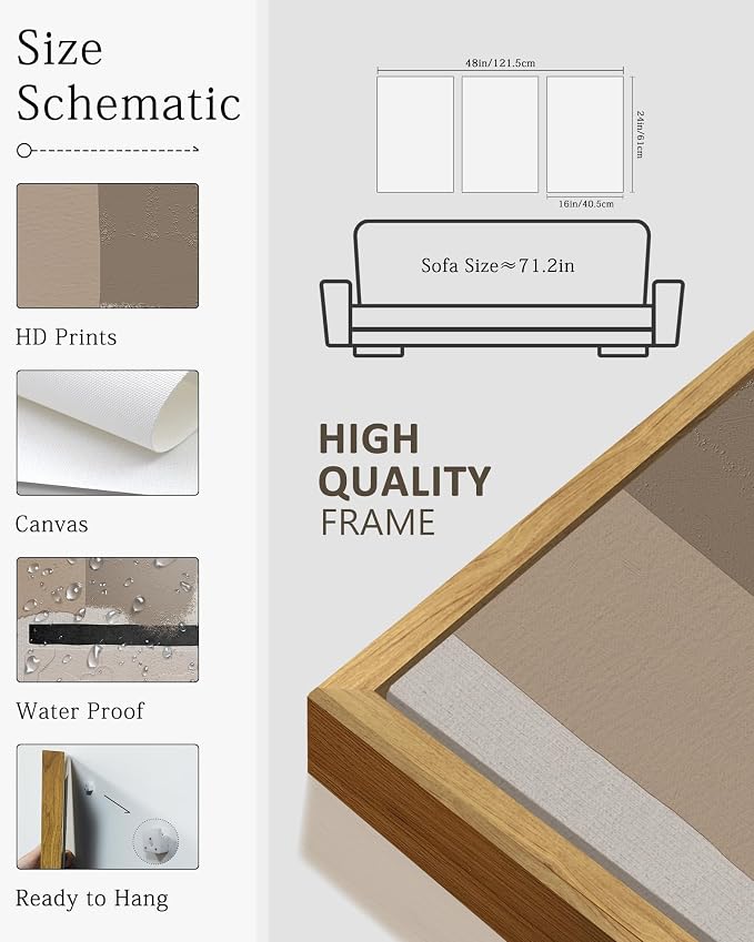 KUVIOKE Neutral Abstract Framed Wall Art Beige Mid Century Textured Wall Decor Minimalist Modern Illustrations Art Print Home Decor 16x24in (Natural Framed)