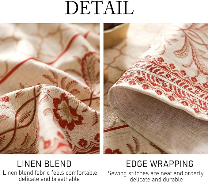 ISAENNE Designer Linen Floral Small Rectangle Tablecloth,Pale Yellow Farmhouse Indoor Table Cloth,Durable Decor Tablecloths for Dining Kitchen Thanksgiving Christmas,55"*71"-Chamonix A