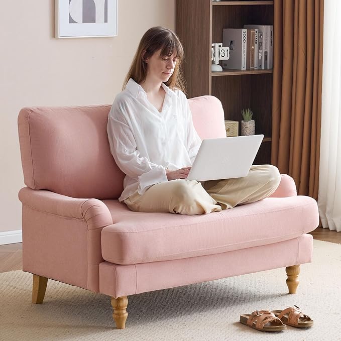 Bezseller Oversized Accent Chair Indoor, 46" W Large Upholstered Single Sofa Chair and Wood Legs, Big Comfy Armchair Leisure Lounge for Living Room, Bedroom, Apartment, Reading Room(Pink)