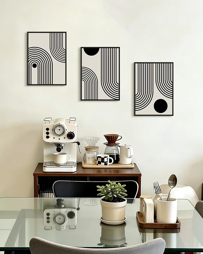 Drsoum Black Abstract Wall Art Framed Minimalist Bohemian Wall Decor Geometric Lines Artwork Hallway Bedroom Prints Ready to Hang 11x14in Black Framed