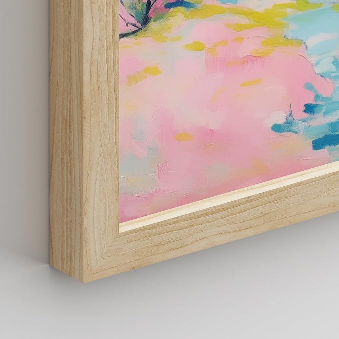 SIGNWIN Framed Vibrant Landscape and Pineapple Colorful Preppy Room Decor Pink Decor Digital Art Modern Art Decorative Multicolor Scenic for Bedroom - 8"x10"x 4 Natural