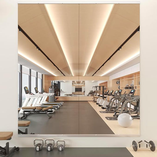 Gym Mirror, 65''x30'' 2PCS Mirrors for Home Gym Wall Large, Full Body Mirror for Yoga, Garage, Dance Studio, Anti-Rust, Tempered Glass,Frameless Rectangle Wall-Mounted Workout Mirrors