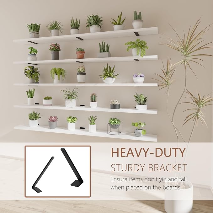 5 Tier Book Shelf,72 Inch White Floating Shelf for Wall,Farmhouse Heavy Duty Large Bookcase,Wall Mounted Bookshelf for Kitchen