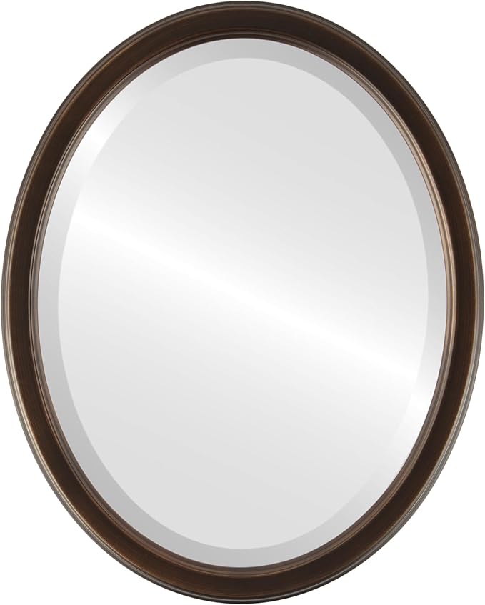 OVALCREST Oval Beveled Wall Mirror for Home Decor - Toronto Style - Rubbed Bronze - 22" x 18"