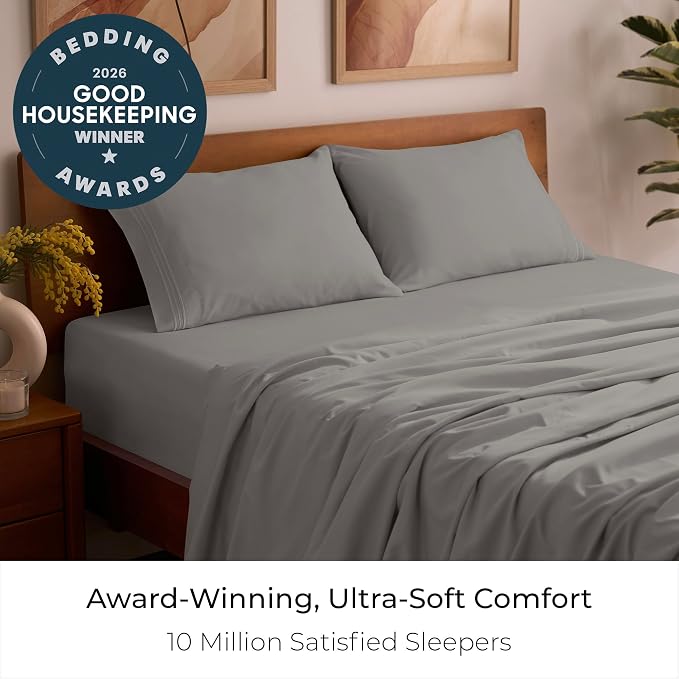 Mellanni Full Sheets Set - 4 PC Iconic Collection Bedding - Hotel Luxury, Extra Soft, Cooling Bed Sheets - Wrinkle, Fade, Stain Resistant (Full, Taupe)