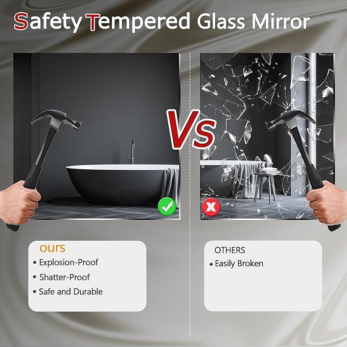 CULER Black Bathroom Wall Mirror,20 x 30 Inch Rectangle Vanity Modern Tempered Glass Mirror for Bedroom,Living Room,Entryway (20x30 Inch, Black)