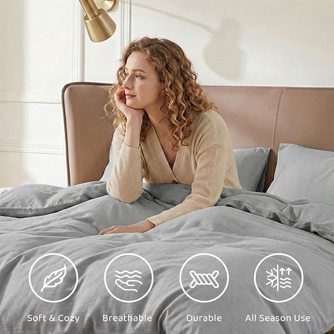 WRENSONGE Light Grey King Size Comforter Set- 7 Pieces Soft Microfiber King Size Comforter with Fitted Sheet, Flat Sheet, 2 Pillow Shams, and 2 Pillowcases- Warm King Bedding Set for All Season