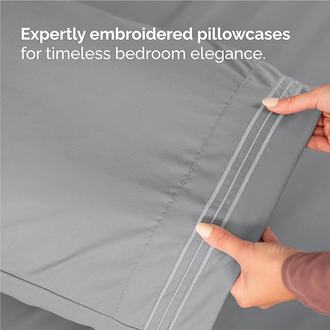Full Size 4 Piece Sheet Set - Comfy Breathable & Cooling Sheets - Hotel Luxury Bed Sheets for Women and Men - Deep Pockets, Easy-Fit, Soft and Wrinkle Free Sheets - Steel Blue Oeko-Tex Bed Sheet Set