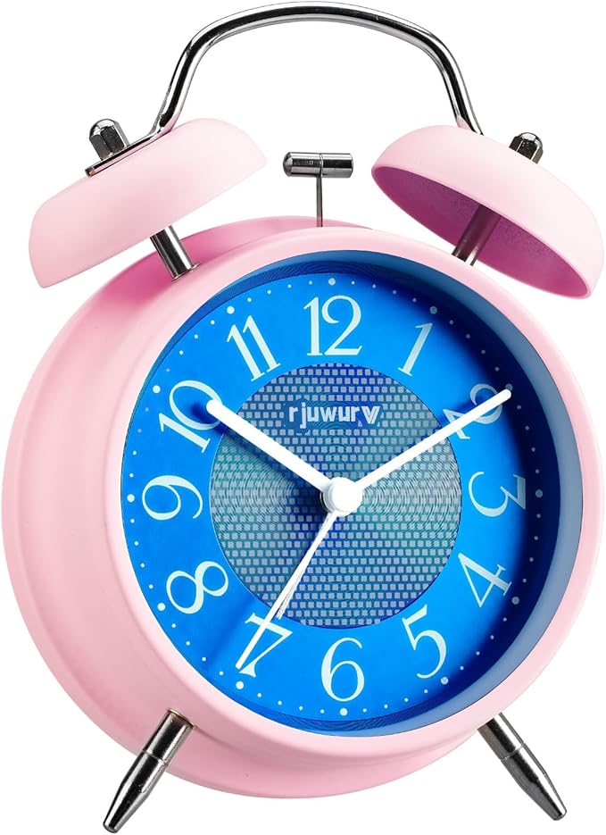 Rjuwurv 4" Twin Bell Alarm Clock with Night Light - Desk & Bedroom Alarm Clock (Dreamy Sky)