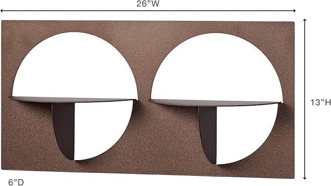 Touch of Class Corydon Horizontal Modern Bronze Metal Wall Shelf with Two Shelves | Contemporary Style Shelving Decor for Bedroom, Living Room, Bathroom, Kitchen, Hallway, Entryway