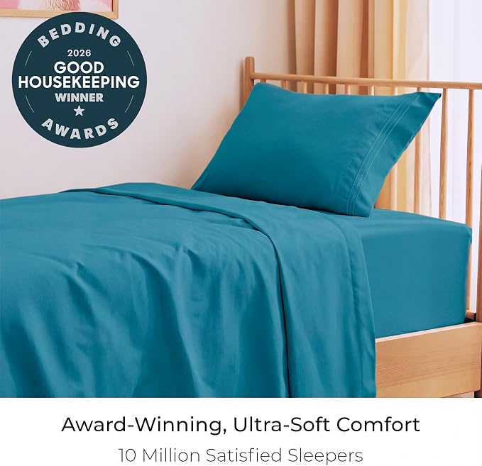 Mellanni Twin XL Sheets Set - 3 PC Iconic Collection Bedding - Hotel Luxury, Extra Soft, Cooling Bed Sheets - Wrinkle, Fade, Stain Resistant (Twin Extra Long, Teal)