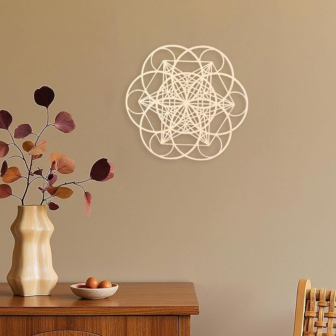 HouseVibe Geometric Wood Wall Art Ornament Creative Collection 11.8 Inch Wall Sculpture Hanging Decoration for Office Dining Room Entryway- Style B
