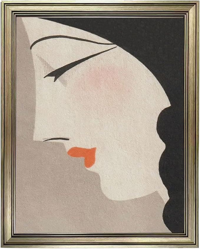 Japanese Wall Art Framed Vintage Woman Portrait Oil Painting Asian Wall Art Girl Room Bedroom Living Room Bathroom Decor