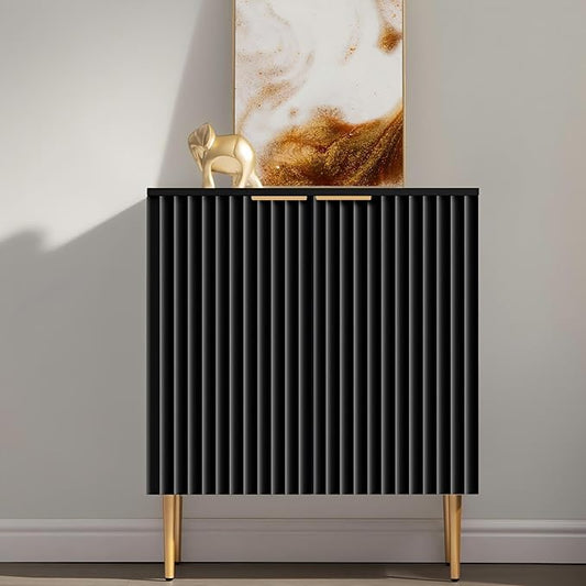 SICOTAS Modern Entryway Sideboard - Credenza Buffet Cabinet Storage with 2 Doors & Adjustable Shelves, Accent Console Coffee Bar Table for Kitchen Living Room Hallway, Black