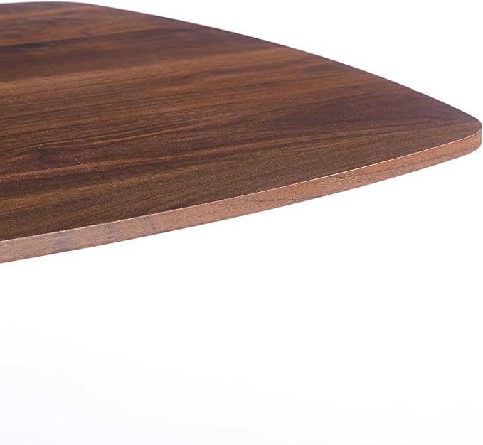 31.5" Square Dining Table, Modern Mid-Century Walnut Wood Grain Kitchen Table for 2-4, Black Metal Pedestal Base Small Space Dining Table for Apartment, Café, Breakfast Nook