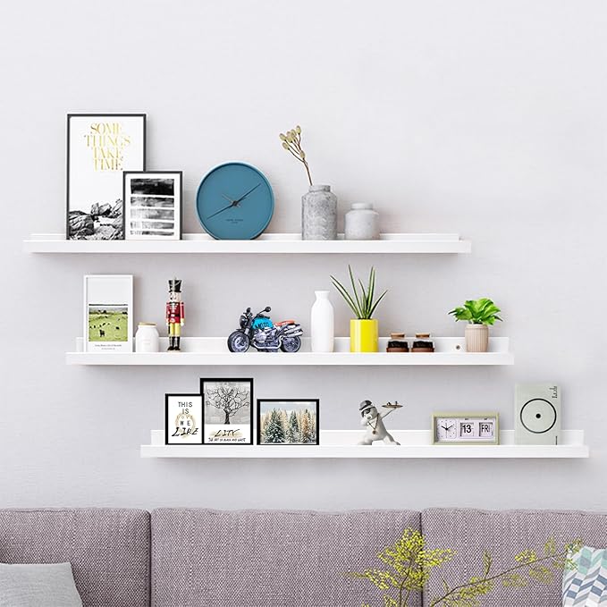AZSKY 36 Inch Picture Ledge Shelf Floating Shelves Wall Mounted Set of 3 White