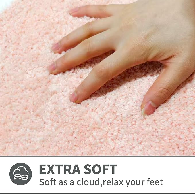 Cute Scalloped Coral Pink Bathroom Rugs Mat,Non Slip Absorbent Quick Dry Bath Mats for Shower Room,Plush Microfiber Bath Rug for Bathroom Floor Washable Carpet for Tub Sink Bedroom,20"x32"