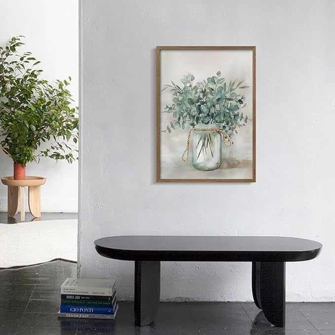 Framed Canvas Wall Art Rustic Botanical Print Poster Greenery Picture Gallery Artwork Living Room Bedroom Office Gallery Decor Living Room Bedroom Office Apartment 16X24 Inch Ready to Hang