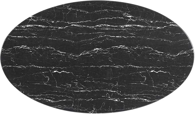 Modway Lippa Oval 60" Artificial Marble Mid-Century Modern Dining Table, Gold Black