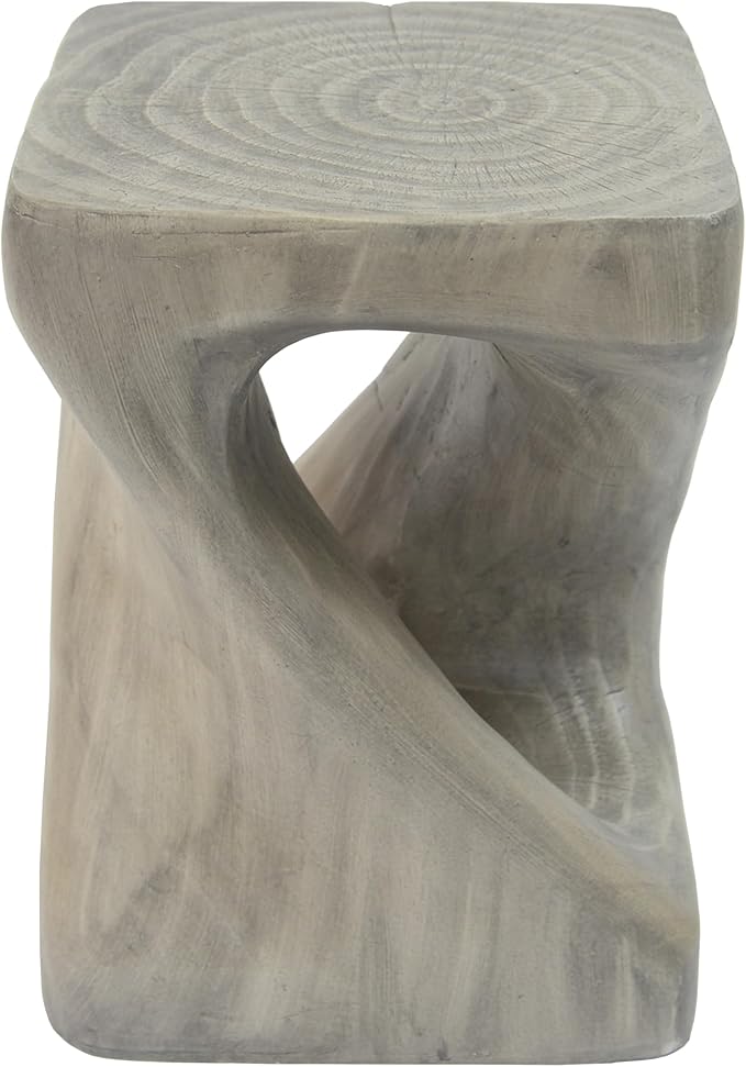 ø11.75'' Small Side Table End Table for Living Room, Modern Retro Farmhouse Countryside Style, Magnesium Oxide Material for Indoor & Outdoor, No Assembly, Wood Grain, Gray