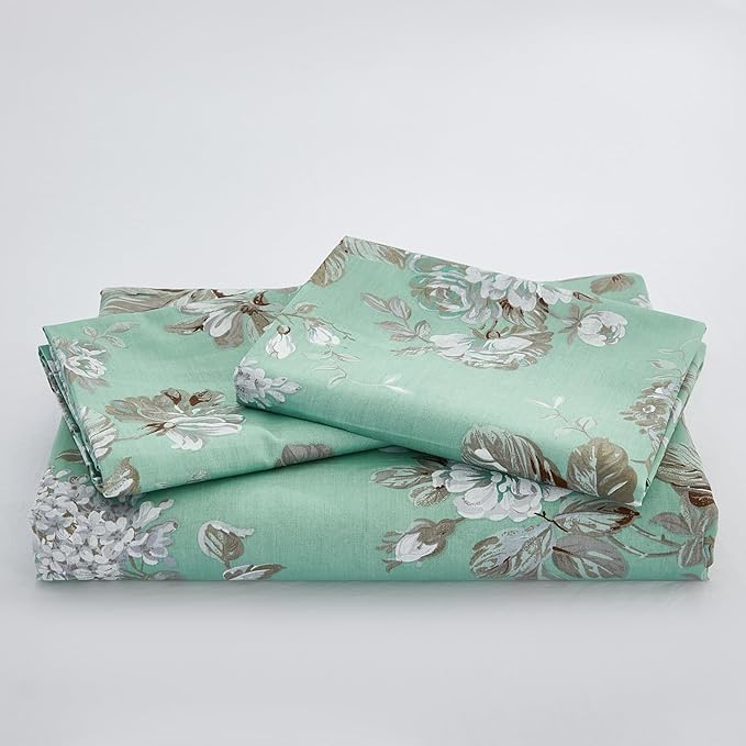 Floral Duvet Cover Queen Size Soft 100% Nature Cotton Vintage Style Green Bedding Set with Zipper Closure 3 Pcs Cottagecore Botanical Duvet Cover, Ultra Soft, Breathable