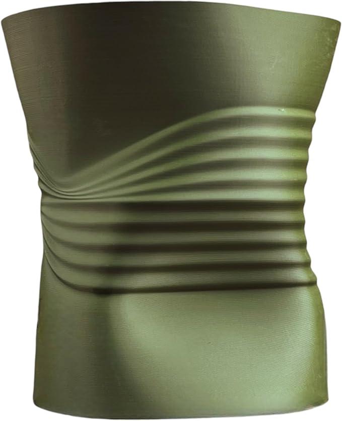 happimess USA2001D Brent MidCentury Modern Indoor Crushed Can Sustainability 3D Printed Planter with Drainage, Olive