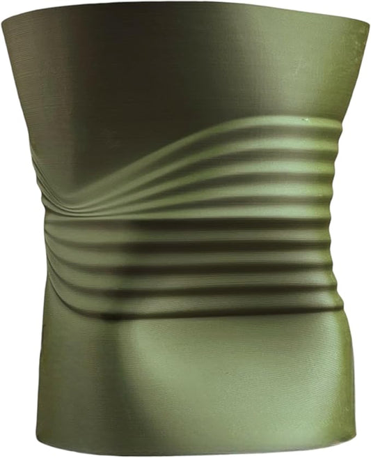 happimess USA2001D Brent MidCentury Modern Indoor Crushed Can Sustainability 3D Printed Planter with Drainage, Olive