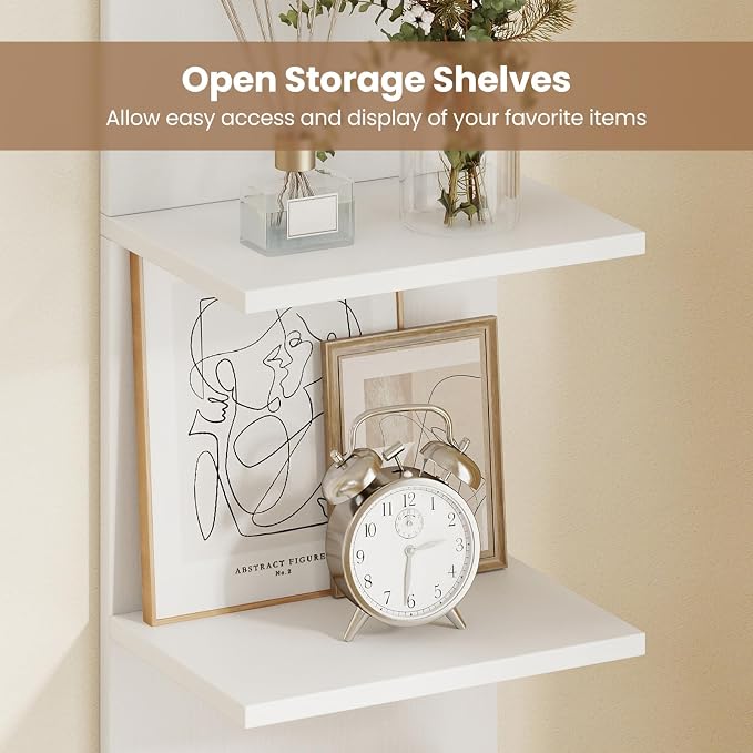 Giantex 5 Tier Wall Shelf Unit Set of 2, Narrow Vertical Floating Shelves for Home Decoration and Storage Organizer, Lack Wall Shelf, Wall Mounted Display Shelves for Bedroom, Living Room, White